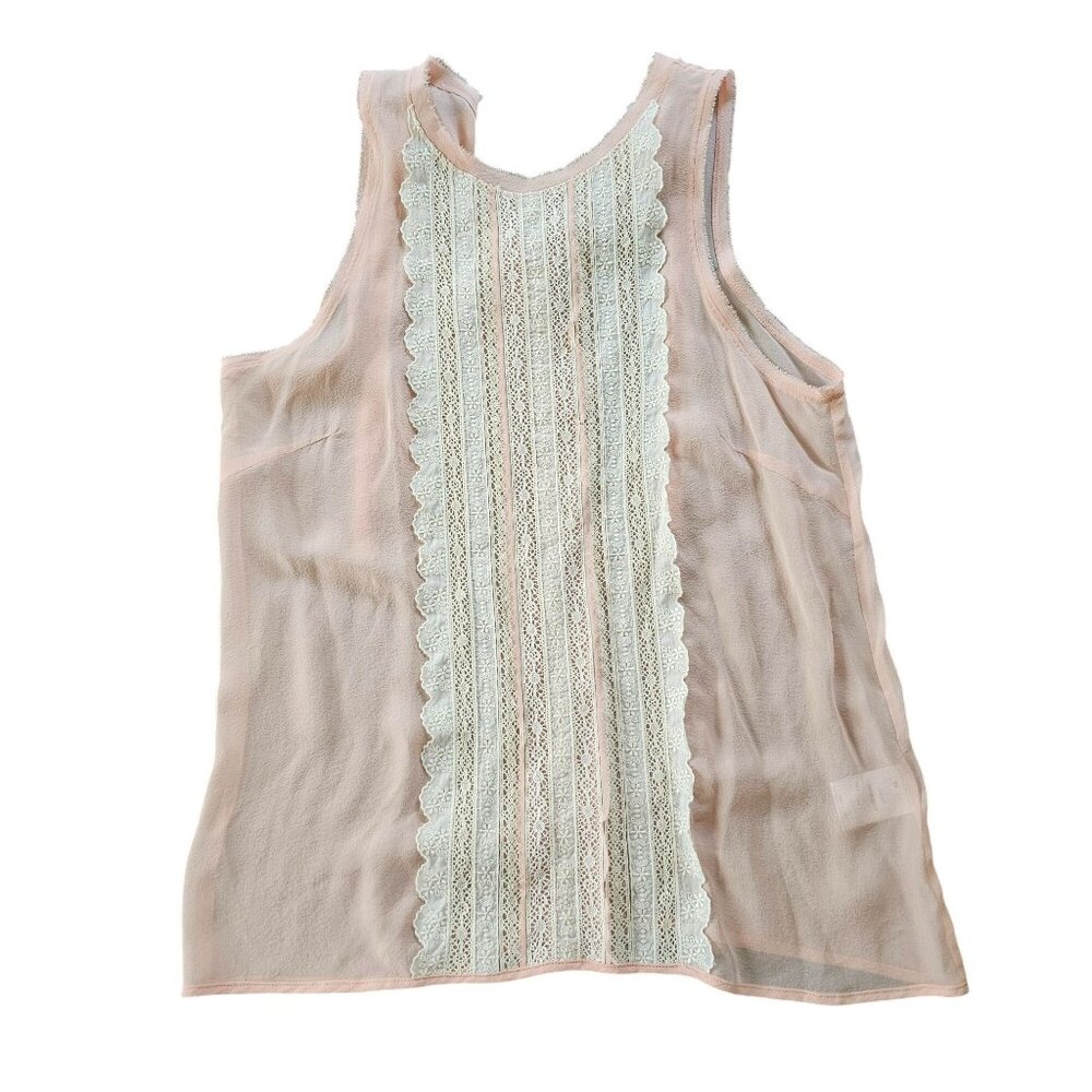 NWT QL2 Made in Italy Women's Pink Silk and lace sleeveless blouse size 42 or 10